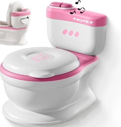 3-in-1 Toilet Trainer voor Kinderen met Muziek en Spoelknop, Toilet Bril met Deksel en Toiletpapierhouder