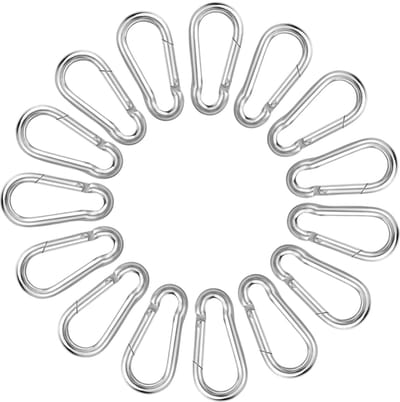 15 stuks karabijnhaken, klein, 40 mm x 4 mm, karabijnhaak met veerhaak, snelsluiting, karabijnhaak, voor sleutelhanger, rugzak, hondenriem, camping, reizen, wandelen enz