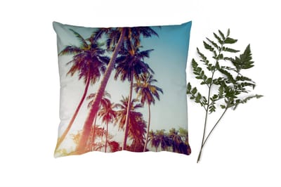 Sierkussens - Kussentjes Woonkamer - 45x45 cm - Palmboom - Zomer - Retro - Zon