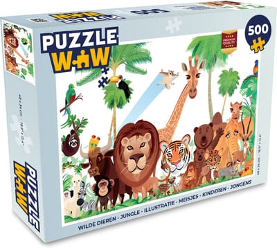 Puzzel Wilde dieren - Jungle - Leeuw - Tijger - Meisjes - Kids - Jongens - Legpuzzel - Puzzel 500 stukjes