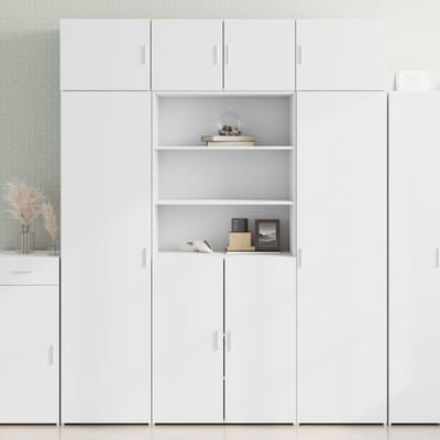 vidaXL - Hoge - kast - 80x42,5x185 - cm - bewerkt - hout - wit