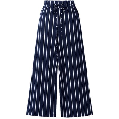 Gestreept Wijde Pijpen Broek voor Dames Zomer Losse Broek Dikke Mm Grote Maat 200 Catties Hoge Taille Zwarte Damesbroek Dunne Negen-punts Broek M black