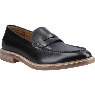 Hush Puppies Benedict Leren Heren Zwarte Instappers