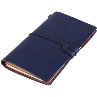 Klassiek PU Leer Reisnotitieboek Gepersonaliseerd Journal Dagboek Navulbaar Notitieblok (Donkerblauw) blue