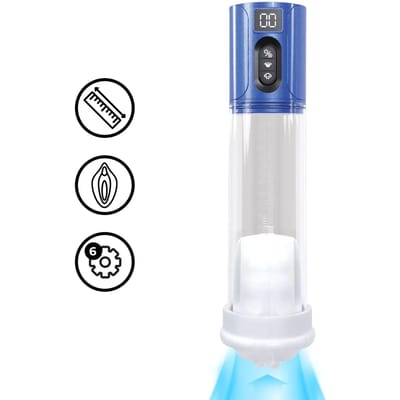MaxLift - 6 Function Suction Masturbator Pump - Metallic Blue