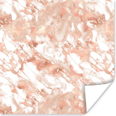 Poster Marmer - Rosé - Wit - Luxe - 100x100 cm XXL
