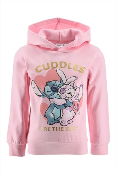 Disney Lilo&Stitch Sweater - CUDDLES ARE THE BEST - Hoodie - Stitch - Roze - Katoen/Polyester - Maat 92/98