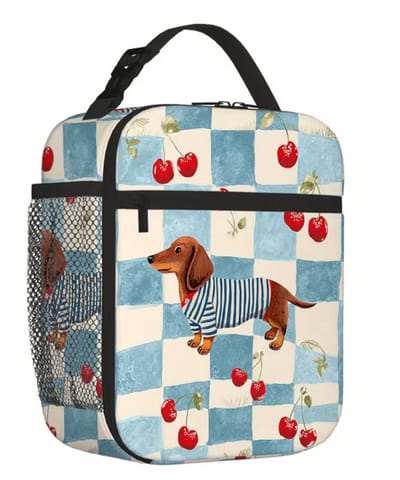 Teckel - teckel lunchtas - thermische koeltas - thermische warmhoud tas - teckel tas - hond - teckel draagtas - koelbox - koeltas - teckel koeltas -