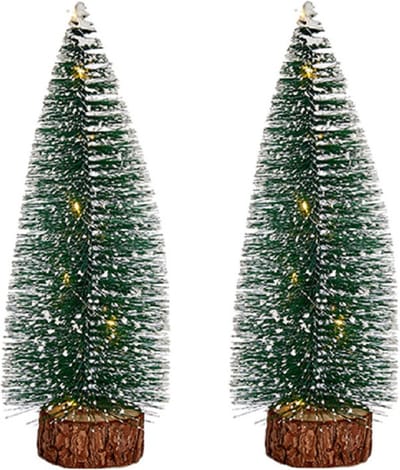 Krist+ Kleine decoraties kerstboompjes 2x stuks - 30 cm - met licht