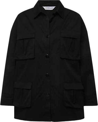 Studio Untold - Dames - Overhemdjasje oversized utility-stijl overhemdkraag - Zwart - Maat L