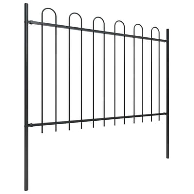 vidaXL - Tuinhek - met - ringtop - staal - 1005x120 - cm - zwart