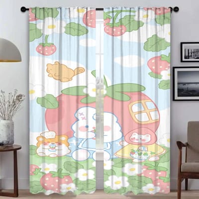 Schattige Keukengordijnen voor Woonkamer Shades Raamgordijn Huisinterieurgordijnen 2 Stuks Tule voor Slaapkamer Scheidingswand Verduisterend W50xH70cmx2pcs-CL