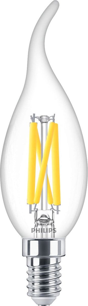 PHILIPS - LED Lamp E14 - MASTER LED E14 Gebogen-Tip Kaars Filament Helder 3.4W 470lm - 922-927 Dim to Warm 2200K-2700K - Beste Kleurweergave - Dimbaar | Vervangt 40W