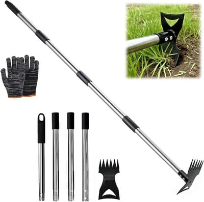 Onkruidverdelger met steel - Onkruidhark en hak - Tuinonderhoud - 2-in-1 functie - 148 cm - Zwart