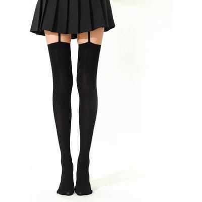 Nouveau Collant String Extensible Haut de Cuisse Respirant Noir Blanc Legging Sexy Bas pour Femmes Fête Cosplay Usage Quotidien 76cm-adjustable black