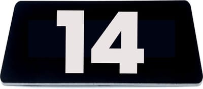 Nummerplaatje 14 - 80 x 50 x 1,6 mm - Zwart/wit - incl. 3M-tape | Nummerbordje - Deur en kamernummer - brievenbusnummers - Gratis verzending - 5 jaar garantie