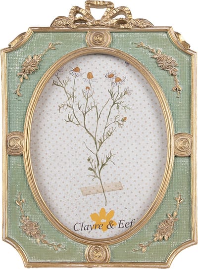 Clayre & Eef Fotolijst 13x18 cm Groen Goudkleurig Polyresin