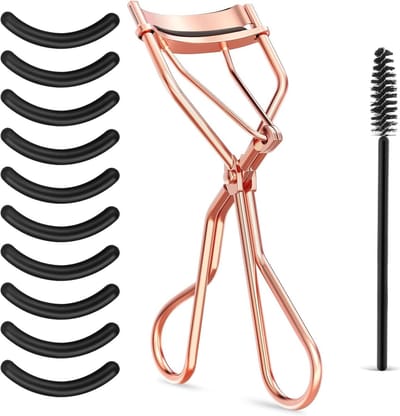 Eyelash Tongs Kit met 10 Zwarte Siliconen Vulstukken en Mascara Borstel - Universele Wimper Separators voor Vrouwen en Meisjes, Perfect voor Make-up en Wimperstyling