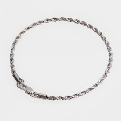 Unreal Elements Heren Armband - Zilverkleurig - Rope 3mm RVS - Bracelet - 20 cm - Cadeau voor Mannen