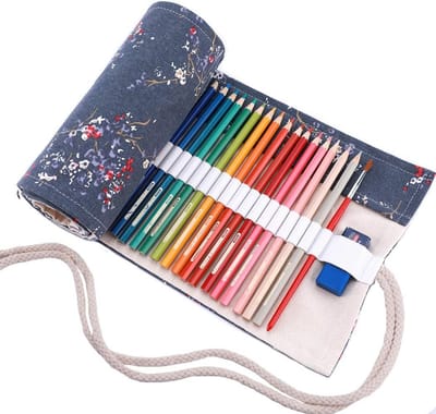 Potlood Opbergtas - Potlood Etui Rolhoes - Potloden Organiseren - 36 Gaten - 47 x 19 cm - Blauw
