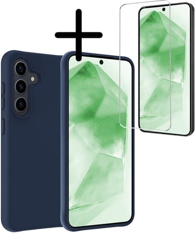Hoesje Met Screenprotector - Geschikt voor Samsung Galaxy A56 - Sterk & Shockproof - Back Cover - Siliconen Case - Telefoon Hoes - Donkerblauw