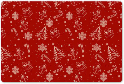 Placemats 45x30 cm - Placemat kunststof - 1 stuk - Illustratie - Kerstsymbolen - Rood - Borden onderleggers - Decoratie voor op tafel - Keuken tafeldecoratie accessoires - Vinyl onderlegger - Tafelversiering