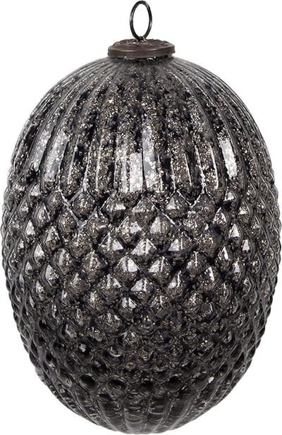 Clayre & Eef Kerstbal Overig Ø 17x25 cm Zwart Glas Kerstballen
