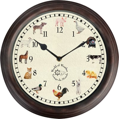 Klok met boerderijdiergeluiden 30 cm diameter - wandklok - uurwerk - boerderijthema - cadeau - geschenk - relatiegeschenk - kerst - nieuwjaar - origineel – muurdecoratie – wanddecoratie - wandklok