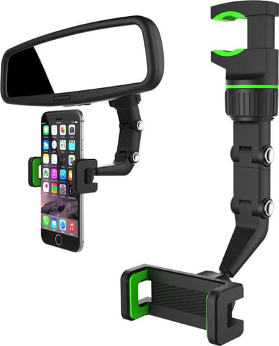 Verstelbare - auto-achteruitkijkspiegelhouder - voor smartphone, groen