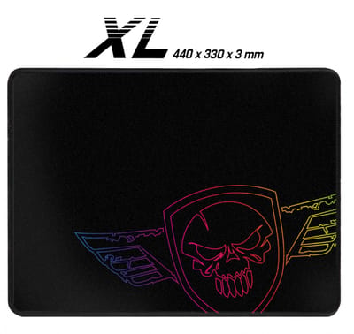 Spirit of Gamer DARSKULL XL Gaming Muismat - Bureau Onderlegger - 44x33 cm - Micromesh Oppervlak - Antislip Onderkant - Gestikte Randen - Zwart