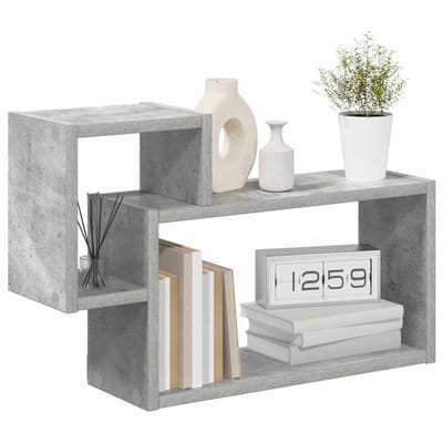 vidaXL - Wandplank - Muurmontage - Betongrijs - 55 - x - 15 - x - 35 - cm - Bewerkt - hout