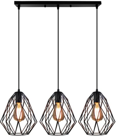 3 Hanglampe Slaapkamer 3 Kroonluchter Industrieel E27 Binnen Plafondlamp Zwart