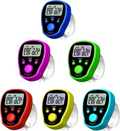 Digitale handteller - Vingerteller Rondeteller - Tellen en meten - Vijf telkanalen - Tot 999999 - Diverse kleuren