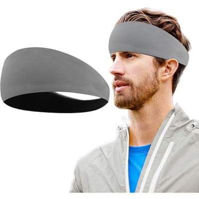 Sport Hoofdband Zweetband Haarband Antislip Hoofddeksel Elastische Haarband Atletische Hoofdband 1PC grijs