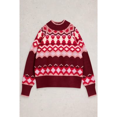 White Stuff Fairisle High Neck Jumper Plum Multi Taglia: 10 | Maglioni a maglia Outlet | Donna | Magenta