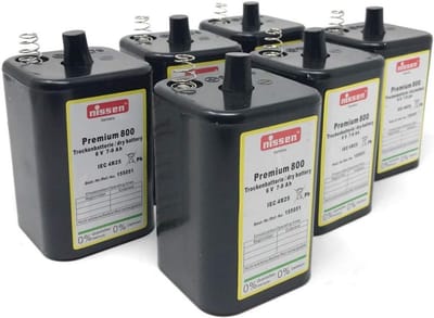 Blokbatterij 6V - Lantern Batterij - Verlichting Noodgeval - Centrale Massa Zekering - 6 Stuks - Zwart