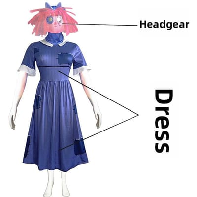 Costume de Cosplay Pomni Anime Pomni Ragatha Robe de Cosplay Uniforme de Clown de Dessin Animé Costumes d'Halloween Carnaval pour Femmes Hommes Unisexe 140 blue