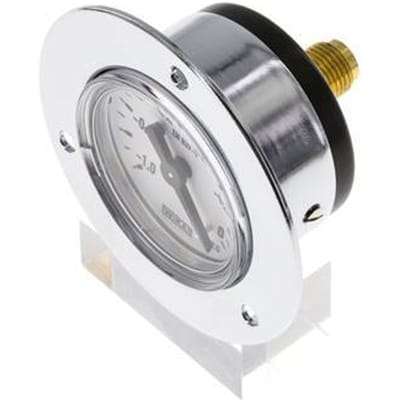 -1..0 Bar Paneelmontage Manometer Staal/Messing 40 mm Klasse 2.5 (Voorflens) - MW-1040SH-FP