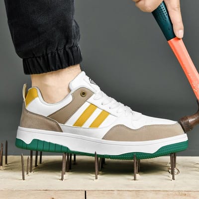 Veiligheidswerkschoenen Stalen Neus Laarzen Heren Anti-Perforatie Beschermende Werkschoenen Onverwoestbare Veiligheids Wandelsneakers Lichtgewicht Schoenen 41 geel