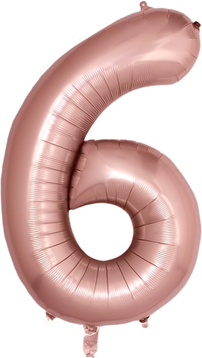 BTH – Folie Ballon Cijfer 6 – Rosé Goud – Feestversiering – Helium of Lucht – Verjaardag Decoratie – Met Rietje – 86cm