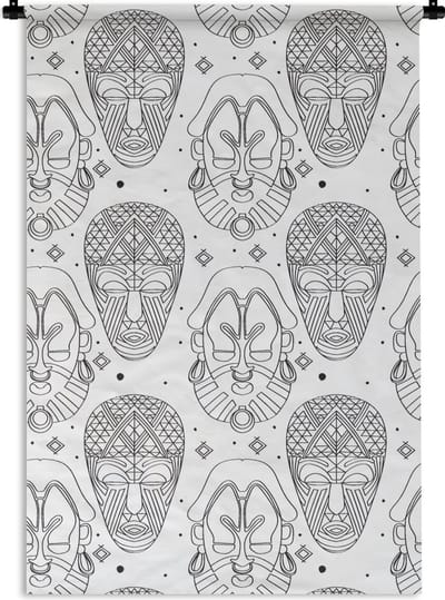Wandkleed - Wanddoek - Patroon - Maskers - Zuid-Amerika - 60x90 cm - Wandtapijt