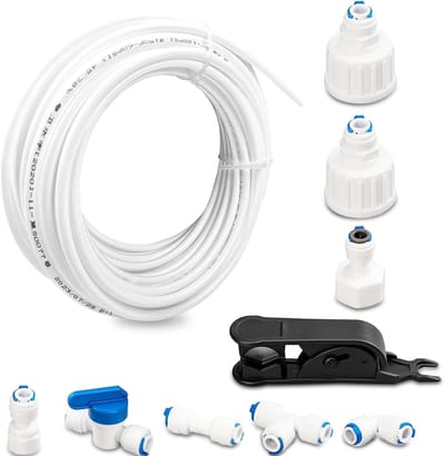 TuseRxln Watertoevoerleiding-Koelkast Watertoevoer 15m Set Universeel Voor Koelkasten Ijsmakers Waterdispensers Omgekeerd Osmose Apparaten En Filters Met Meer Dan 10 Fittings Zwart