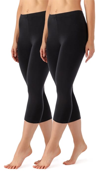 Merry Style MS-MS10-144-LE-2Pack Dames 3/4 Leggings 2Pack - Sport - Vrijetijdsbroek - Capri - Viscose - Sporbroek - Yogabroek - Zwart/Zwart - XS