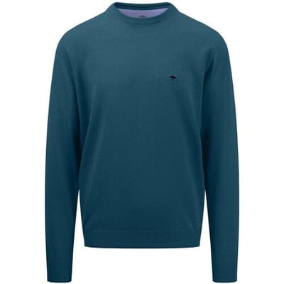 Fynch-Hatton Trui Uni Color O-Neck Superfine Cotton Dark Teal / male