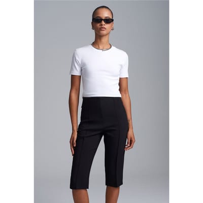 Hoge taille Rechte Capri Shorts Met Splits