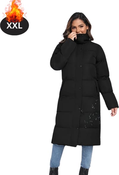 Livano Winterjas - Parka - Dames - Winter - Jas - Volwassen - Stijlvol - Zwart - XXL
