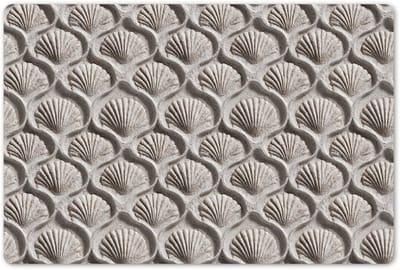 Placemats 45x30 cm - Placemat kunststof - 1 stuk - Zand - Schelpenvorm - Grijs - Borden onderleggers - Decoratie voor op tafel - Keuken tafeldecoratie accessoires - Vinyl onderlegger - Tafelversiering