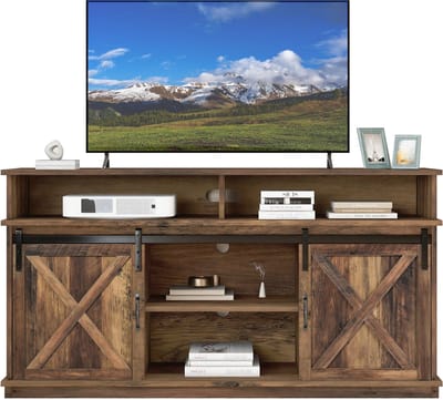 Dressoir - 148x40x78 cm - 2 Schuifdeuren - Verstelbare Planken - Landelijke Stijl - Houtkleur