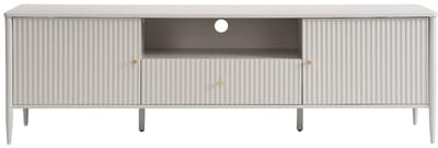 Vente-unique Tv-meubel met 2 deuren, 1 lade en 1 nis in MDF - Beige en goud - CALITARO
