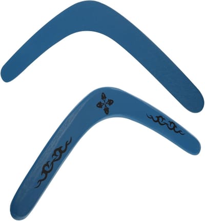Houten Boemerang Speelgoed - Vliegend Speelgoed - Buiten Spelen - Milieuvriendelijk Materiaal - 36x14cm - Blauw